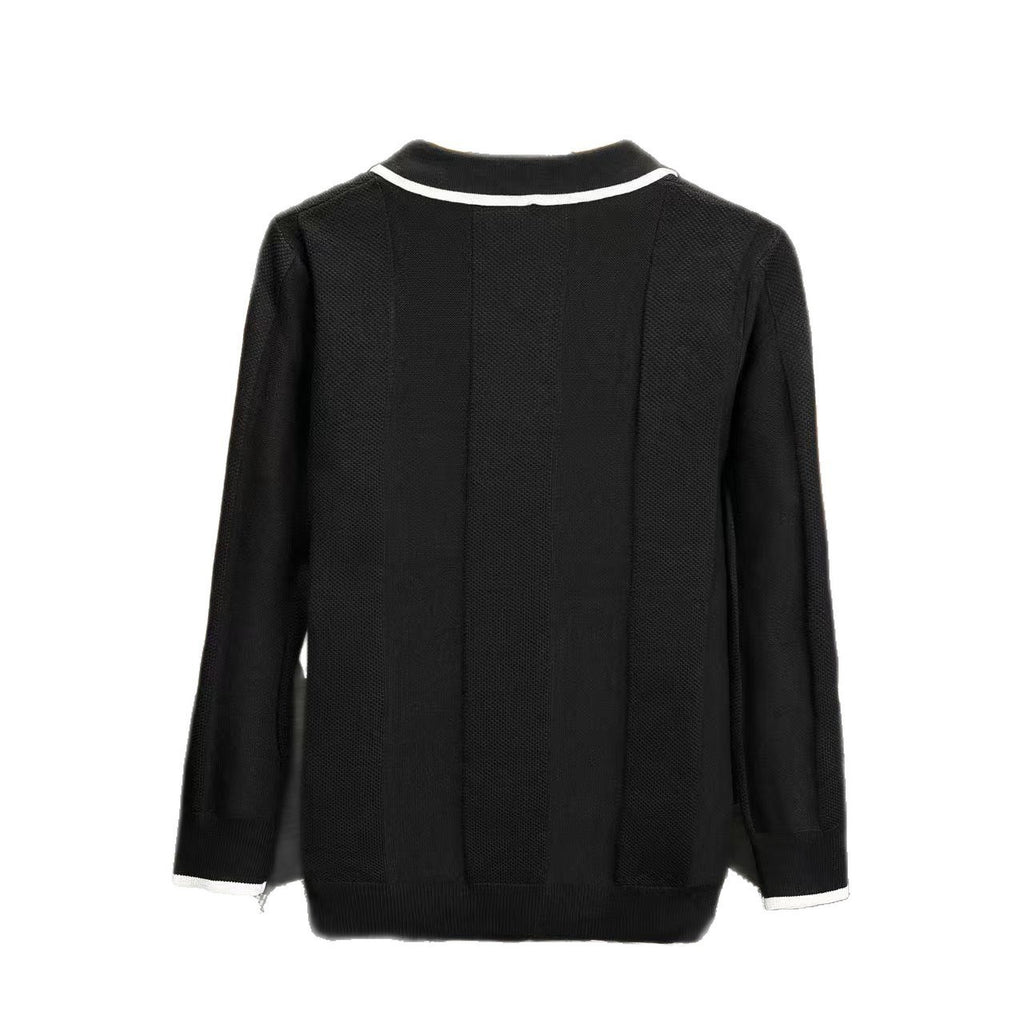 POLO Shirt Collar Color-blocking Long Sleeve Knit Sweater